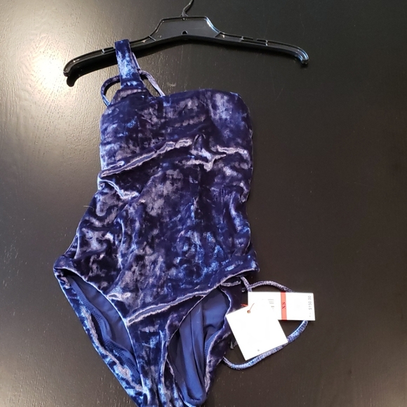 NWT! Red Carter one shoulder velvet swimsuit! - Picture 2 of 6
